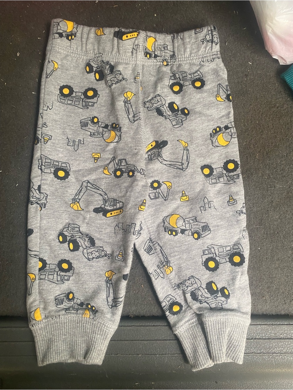 Carter's Gray Joggers with Yellow Truck Accents